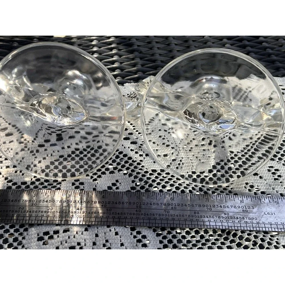 1960s Vintage Glass Lotus Candle Holders Pair Mid Century  Wheat Sheaf/winged